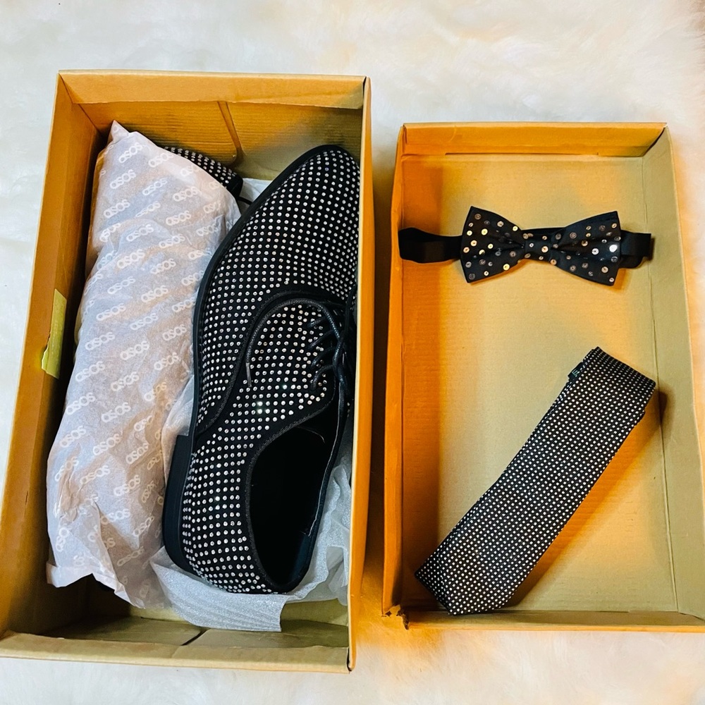 Asos velvet , stuffed dress shoe bundle ( Ties included)
